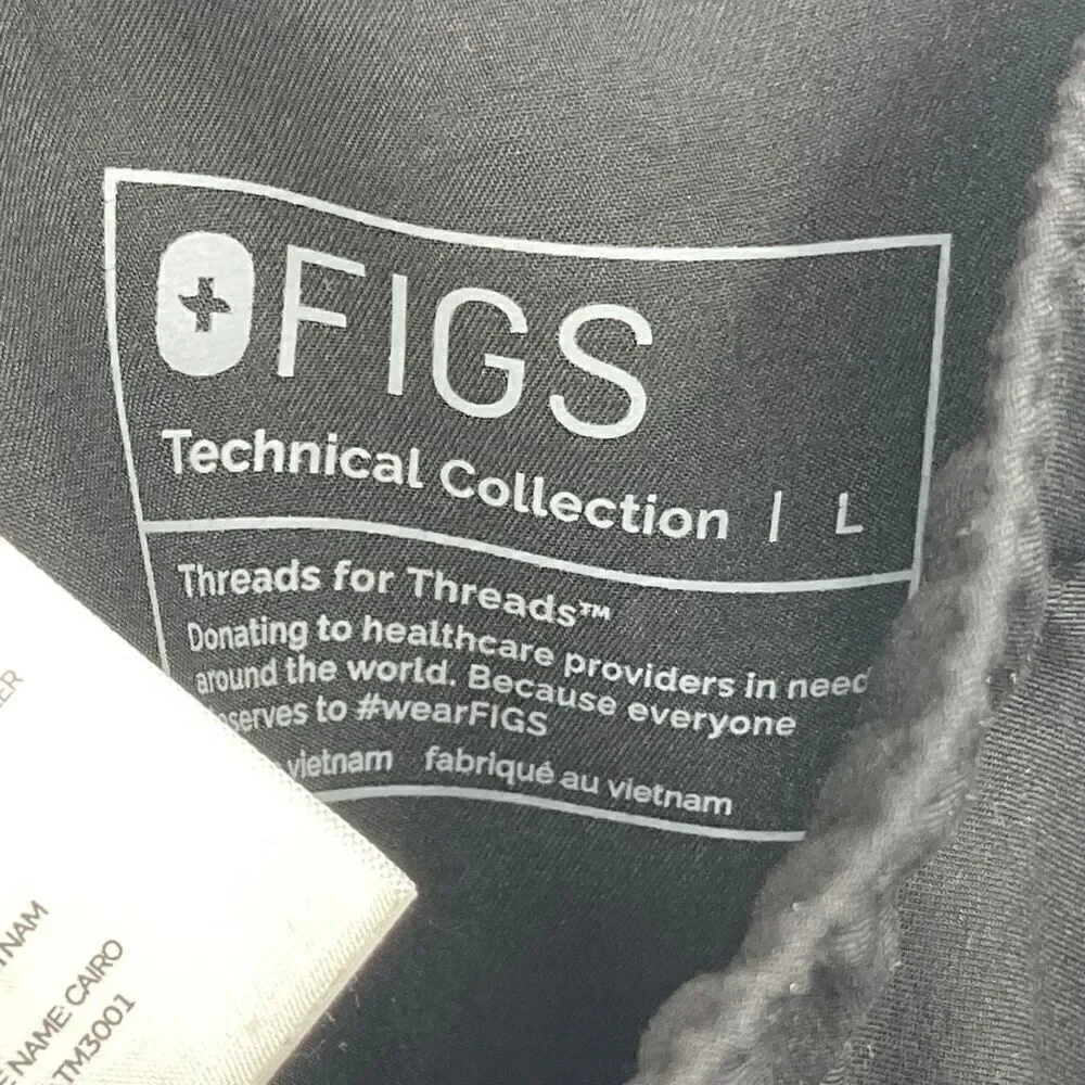 Figs Black Technical Collection Slim Cairo Cargo Scrub Pants Size Large